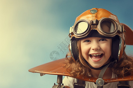 小女孩身穿飞行员服装图片
