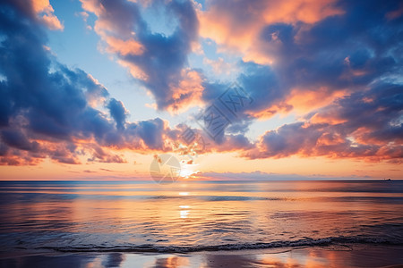海上日落云彩的魅力图片