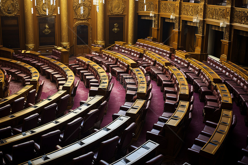 国会参议院里的桌椅图片