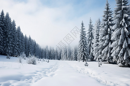 冬日林中的雪景图片