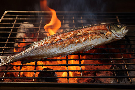 鲜香炭烤的烤鱼图片