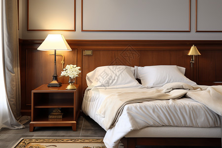 温暖的卧室酒店床上用品高清图片
