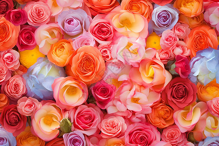 五颜六色花海花海中的玫瑰花背景