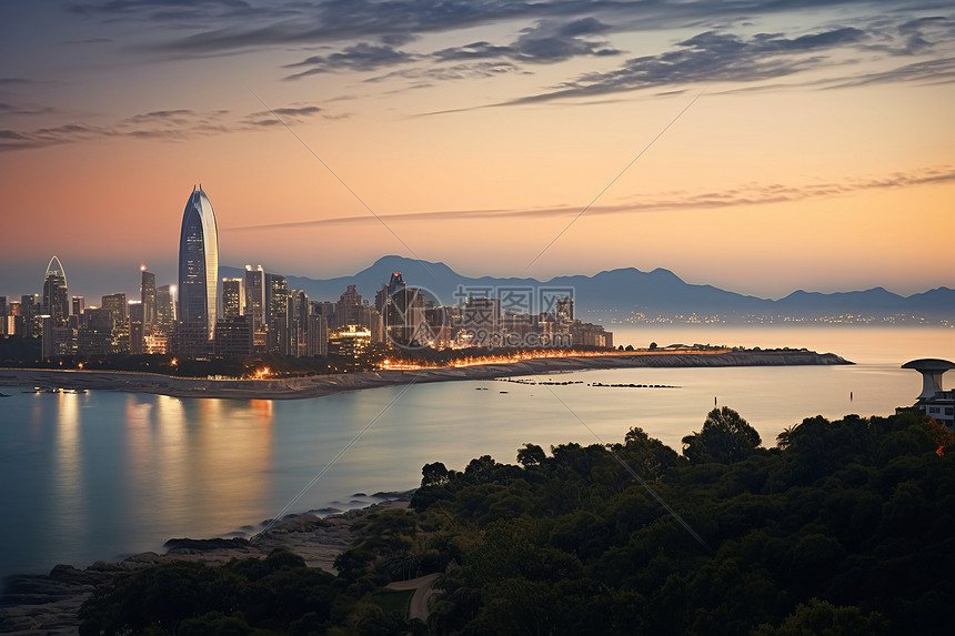 夜幕下岛城的绝美风景图片