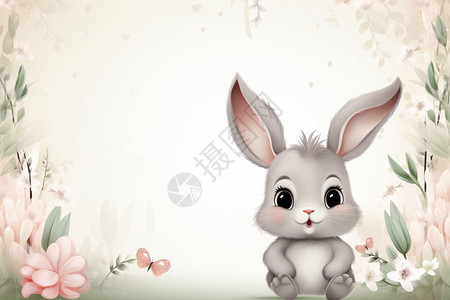 小兔子边框画背景图片