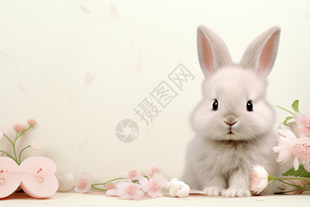 可爱的小兔子边框画背景图片