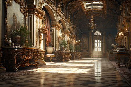 古典走廊背景图片