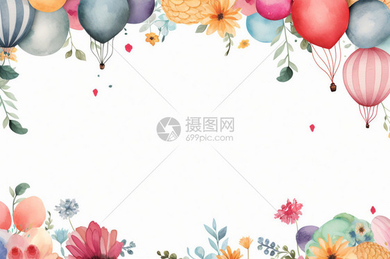 气球花草节日边框图片