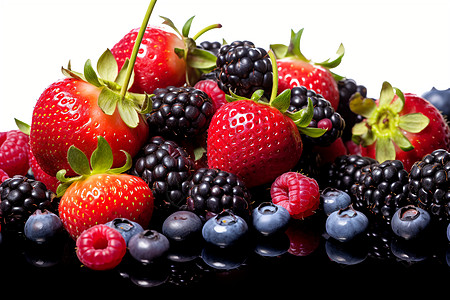 丰盛多汁的草莓蓝莓图片