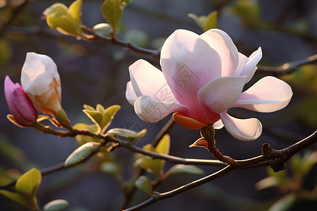 粉白花在枝头高清图片