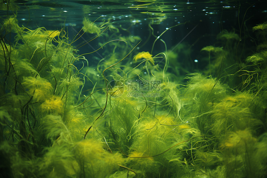 水中的绿色浮游生物图片
