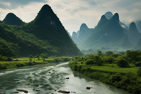 翠绿山水背景图片