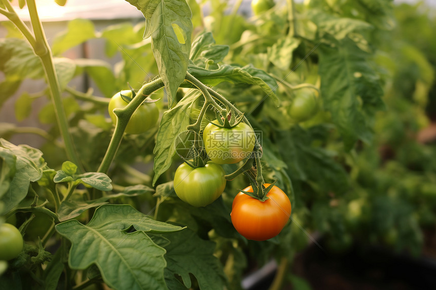 温室里生长的番茄图片
