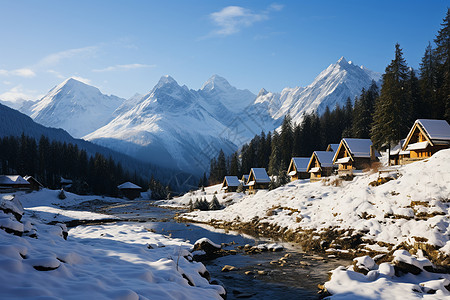 冰雪覆盖的山峦图片