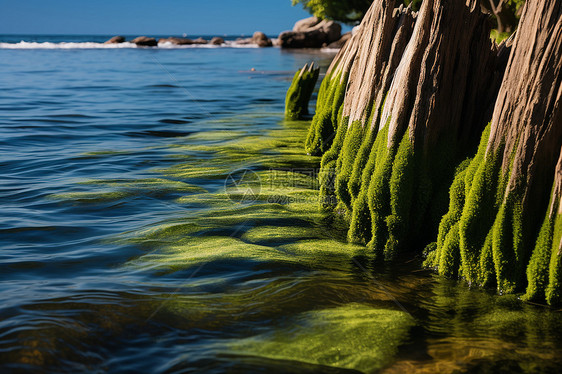 岩石上的海藻图片