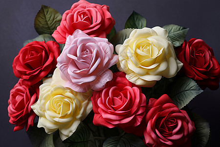五颜六色的玫瑰花束图片