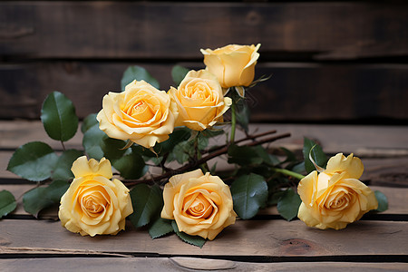 春日浪漫的一束黄玫瑰图片