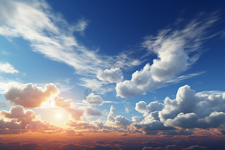 蓝天下的积云景观图片