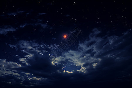 夜晚天空中的云彩和星星图片