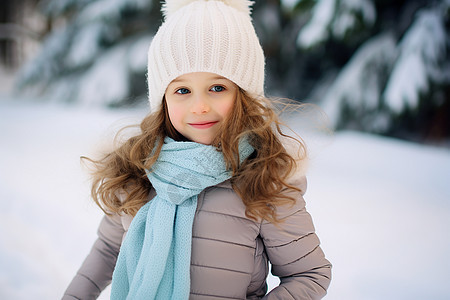 雪地中漂亮的小女孩图片