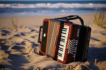 海边传统艺术的手风琴高清图片