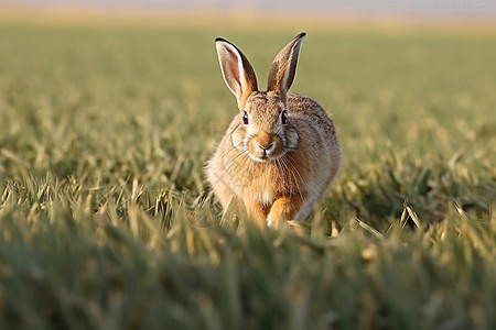草地上奔跑的野兔图片