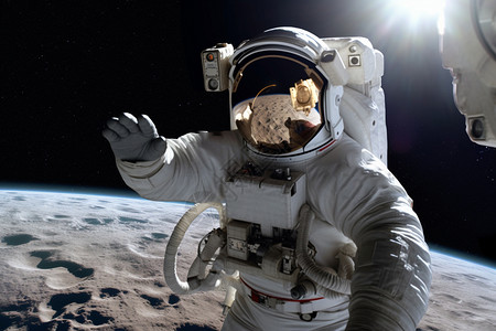登上月球的宇航员图片