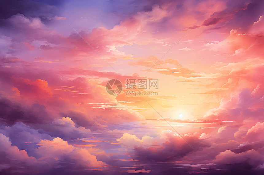 浪漫的夕阳景观图片