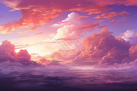 颜色艳丽的云层景观插图图片