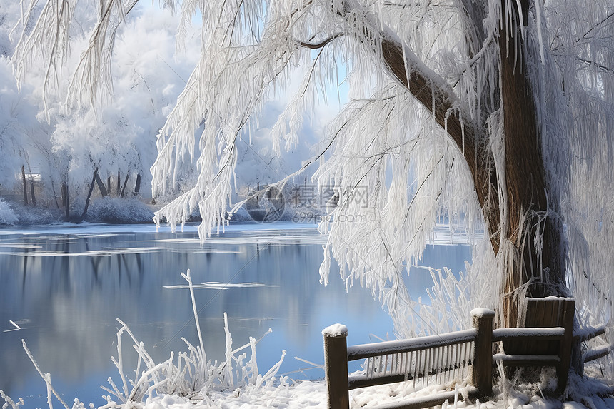 冬季美丽的树挂景观图片