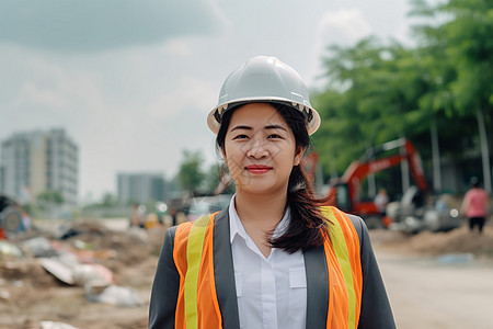 建筑工地上的女性工程师图片