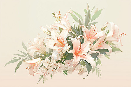 典雅精致的百合花插图图片