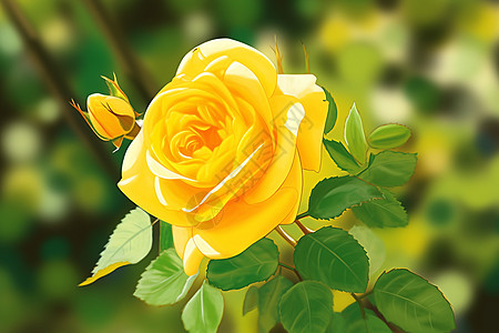 盛开的黄玫瑰特写图片