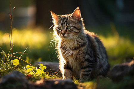 站在草地上的猫咪图片