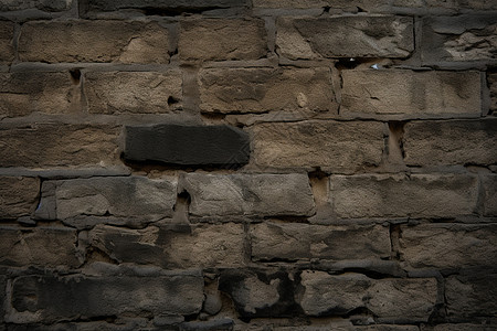 灰色建筑素材石墙上一块破损砖石背景