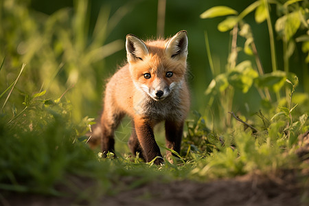 失落小狐狸表情小狐狸闯入草丛中背景