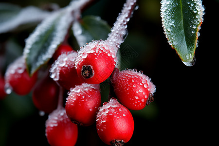 冰雪覆盖的浆果背景图片