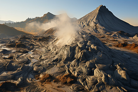 喷发的火山地貌图片