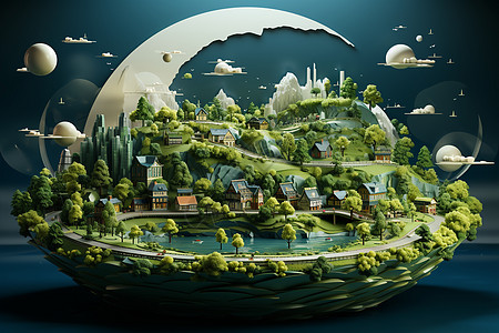 云水瑶土楼未来世界浮岛的城市设计图片