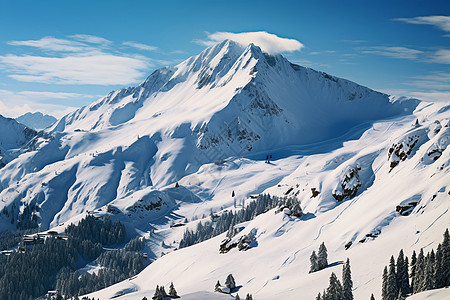 阳光下的雪山图片