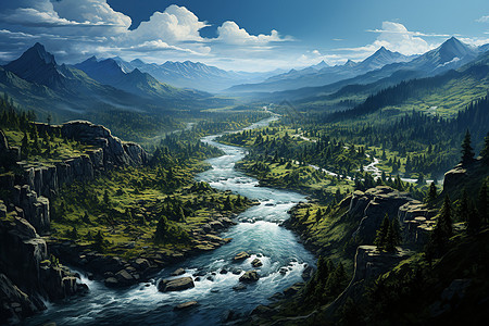 林间的河流图片