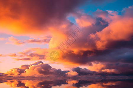 天空中的夕阳云朵图片