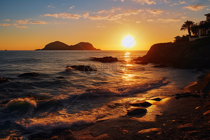 日出时的海岸风景图片
