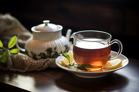 桌子上健康的茶水图片