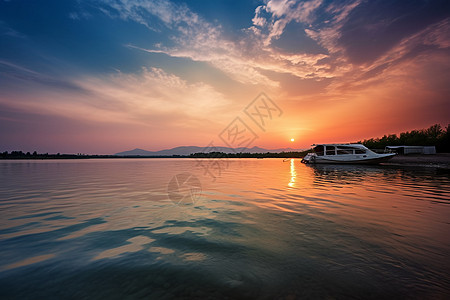 黄昏时美丽的太湖风景图片