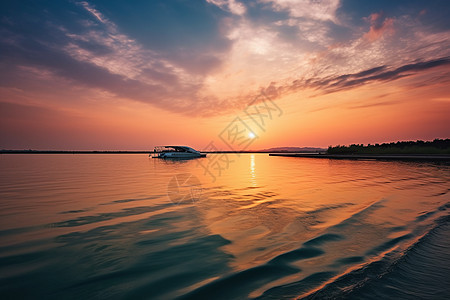 夕阳时的太湖风景图片