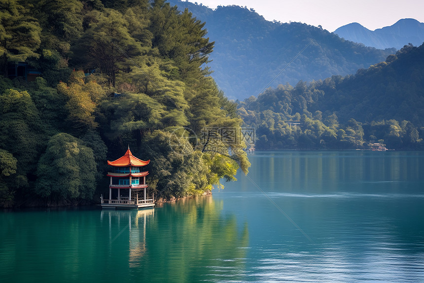 水面上的塔建筑图片