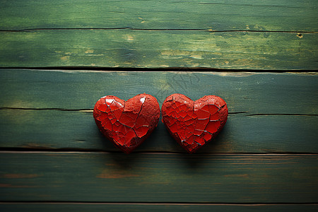 木板上红心爱情拼图背景