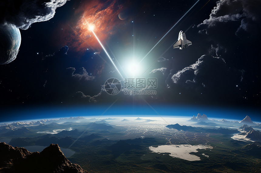 宇宙明彩星光中的空中图片