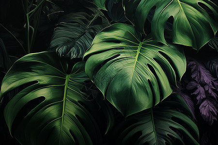 丛林里的绿叶植物图片